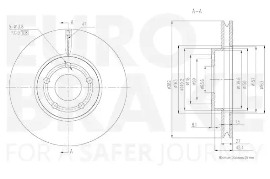Bremsscheibe Vorderachse EUROBRAKE 58153125115 Bild Bremsscheibe Vorderachse EUROBRAKE 58153125115