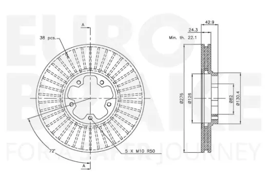 Bremsscheibe Vorderachse EUROBRAKE 5815312554 Bild Bremsscheibe Vorderachse EUROBRAKE 5815312554