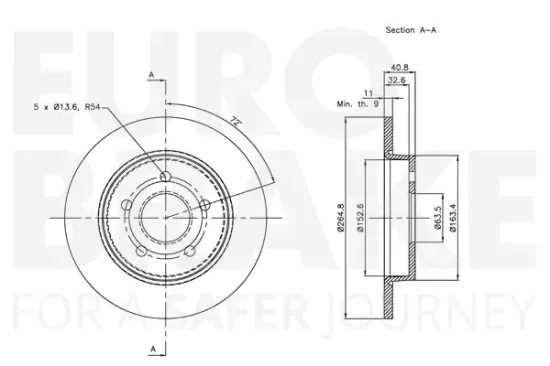 Bremsscheibe Hinterachse EUROBRAKE 5815312558 Bild Bremsscheibe Hinterachse EUROBRAKE 5815312558