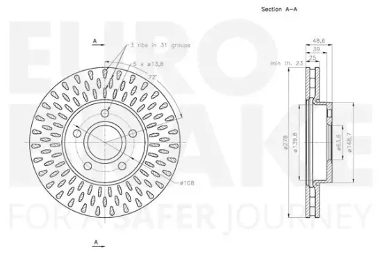 Bremsscheibe Vorderachse EUROBRAKE 5815312582 Bild Bremsscheibe Vorderachse EUROBRAKE 5815312582