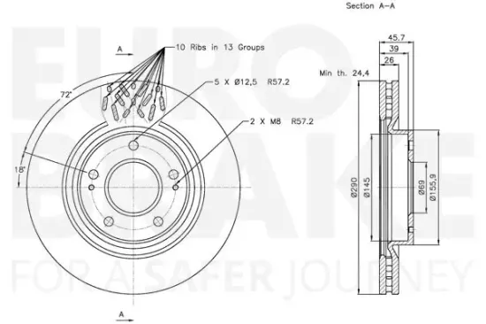 Bremsscheibe Vorderachse EUROBRAKE 5815313046 Bild Bremsscheibe Vorderachse EUROBRAKE 5815313046