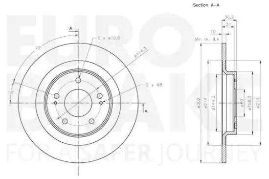 Bremsscheibe EUROBRAKE 5815313085 Bild Bremsscheibe EUROBRAKE 5815313085