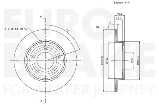 Bremsscheibe Hinterachse EUROBRAKE 5815313250 Bild Bremsscheibe Hinterachse EUROBRAKE 5815313250