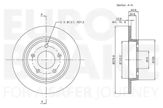 Bremsscheibe Hinterachse EUROBRAKE 5815313252 Bild Bremsscheibe Hinterachse EUROBRAKE 5815313252