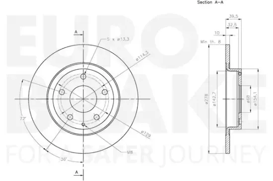 Bremsscheibe Hinterachse EUROBRAKE 5815313280 Bild Bremsscheibe Hinterachse EUROBRAKE 5815313280