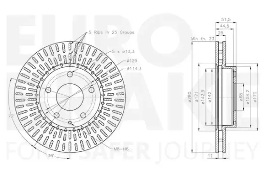 Bremsscheibe Vorderachse EUROBRAKE 5815313281 Bild Bremsscheibe Vorderachse EUROBRAKE 5815313281