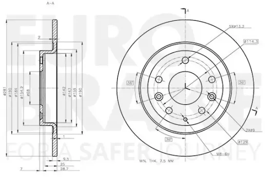 Bremsscheibe Hinterachse EUROBRAKE 5815313285 Bild Bremsscheibe Hinterachse EUROBRAKE 5815313285