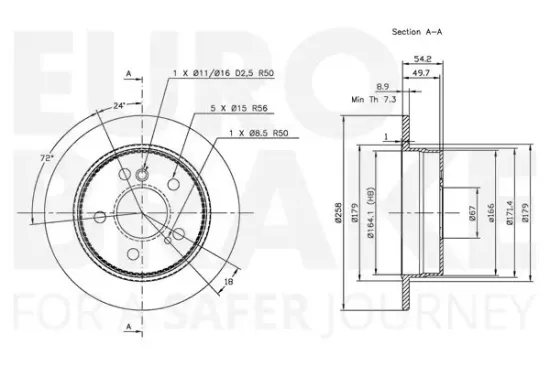 Bremsscheibe Hinterachse EUROBRAKE 5815313307 Bild Bremsscheibe Hinterachse EUROBRAKE 5815313307