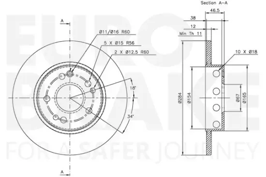 Bremsscheibe Vorderachse EUROBRAKE 5815313390 Bild Bremsscheibe Vorderachse EUROBRAKE 5815313390