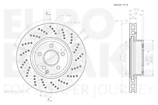 Bremsscheibe Vorderachse EUROBRAKE 58153133102 Bild Bremsscheibe Vorderachse EUROBRAKE 58153133102