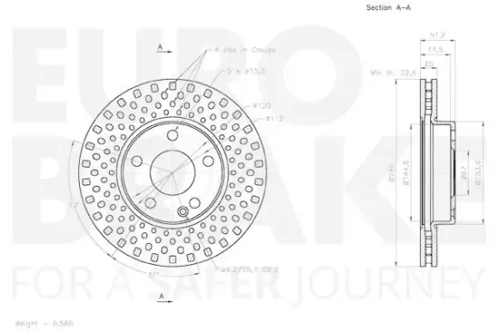 Bremsscheibe Vorderachse EUROBRAKE 58153133111 Bild Bremsscheibe Vorderachse EUROBRAKE 58153133111