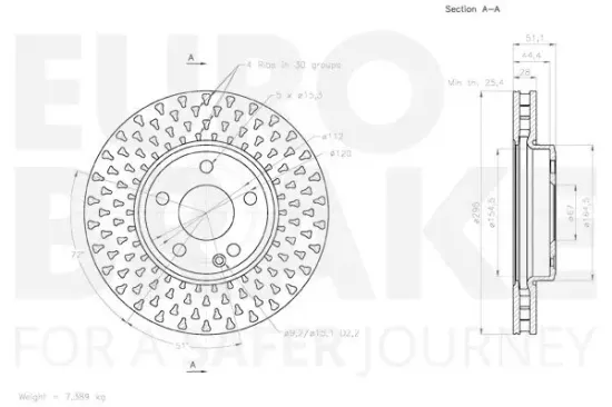 Bremsscheibe Vorderachse EUROBRAKE 58153133112 Bild Bremsscheibe Vorderachse EUROBRAKE 58153133112