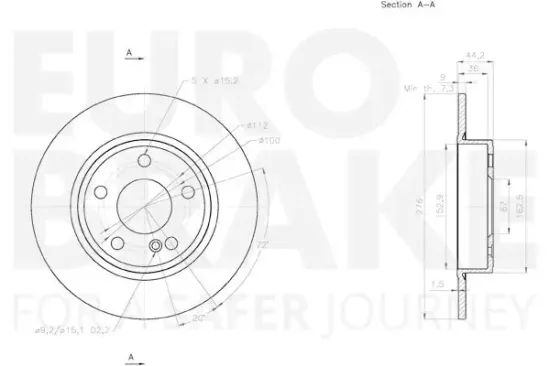 Bremsscheibe Hinterachse EUROBRAKE 58153133113 Bild Bremsscheibe Hinterachse EUROBRAKE 58153133113