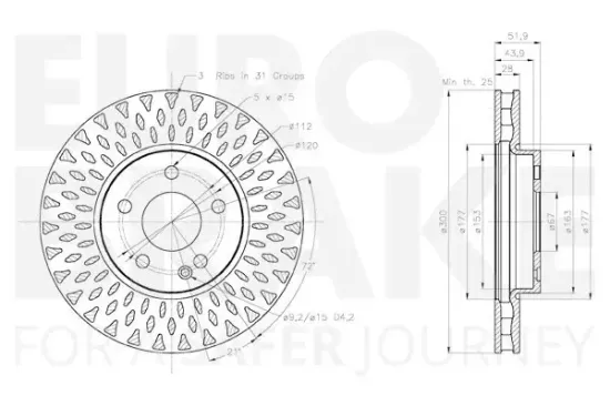 Bremsscheibe Vorderachse EUROBRAKE 58153133136 Bild Bremsscheibe Vorderachse EUROBRAKE 58153133136