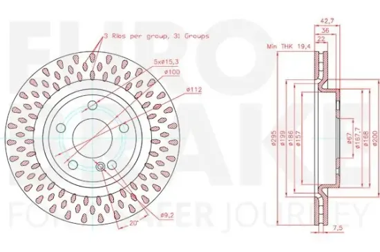 Bremsscheibe Hinterachse EUROBRAKE 58153133138 Bild Bremsscheibe Hinterachse EUROBRAKE 58153133138