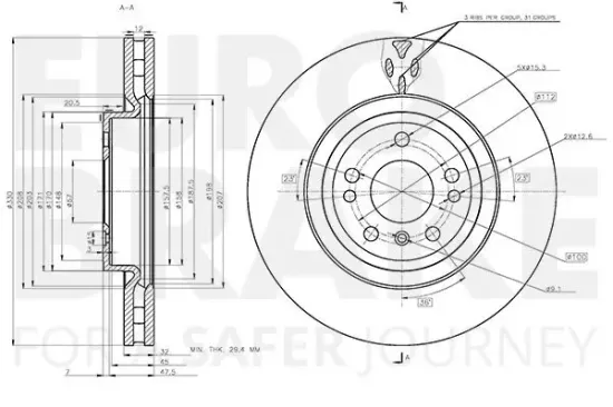 Bremsscheibe Vorderachse EUROBRAKE 58153133140 Bild Bremsscheibe Vorderachse EUROBRAKE 58153133140