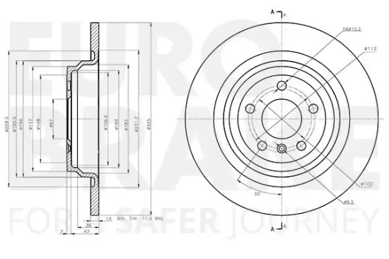 Bremsscheibe Hinterachse EUROBRAKE 58153133146 Bild Bremsscheibe Hinterachse EUROBRAKE 58153133146
