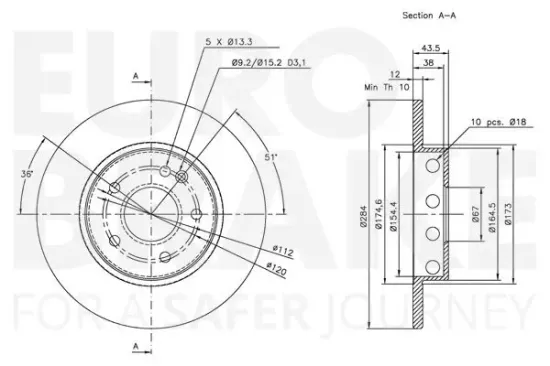Bremsscheibe Vorderachse EUROBRAKE 5815313316 Bild Bremsscheibe Vorderachse EUROBRAKE 5815313316
