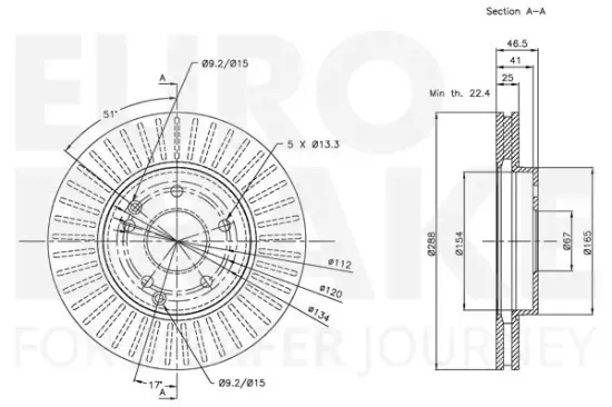 Bremsscheibe Vorderachse EUROBRAKE 5815313332 Bild Bremsscheibe Vorderachse EUROBRAKE 5815313332