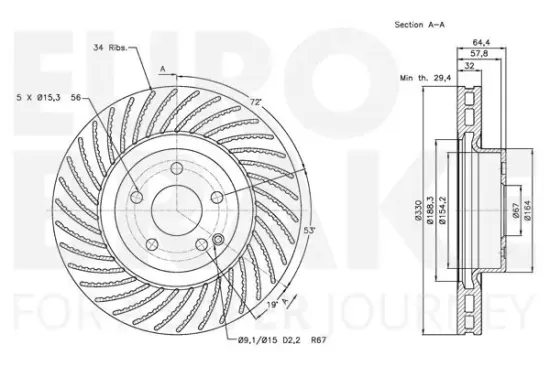 Bremsscheibe Vorderachse EUROBRAKE 5815313361 Bild Bremsscheibe Vorderachse EUROBRAKE 5815313361