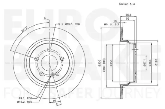 Bremsscheibe Hinterachse EUROBRAKE 5815313362 Bild Bremsscheibe Hinterachse EUROBRAKE 5815313362