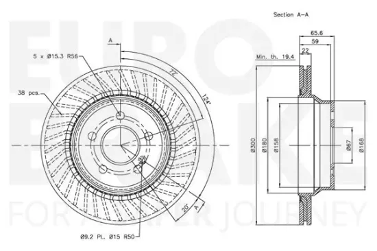 Bremsscheibe Hinterachse EUROBRAKE 5815313363 Bild Bremsscheibe Hinterachse EUROBRAKE 5815313363