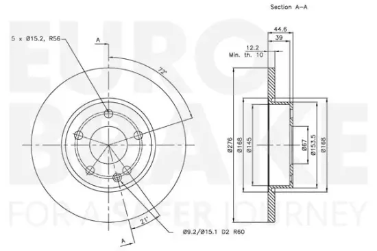 Bremsscheibe Vorderachse EUROBRAKE 5815313371 Bild Bremsscheibe Vorderachse EUROBRAKE 5815313371