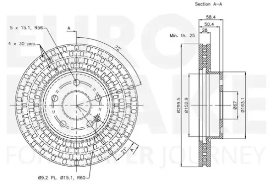 Bremsscheibe Vorderachse EUROBRAKE 5815313375 Bild Bremsscheibe Vorderachse EUROBRAKE 5815313375