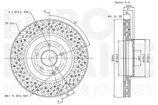 Bremsscheibe Vorderachse EUROBRAKE 5815313390 Bild Bremsscheibe Vorderachse EUROBRAKE 5815313390
