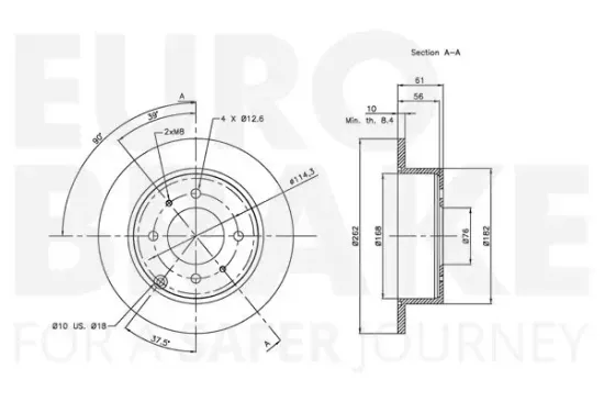 Bremsscheibe Hinterachse EUROBRAKE 5815313412 Bild Bremsscheibe Hinterachse EUROBRAKE 5815313412