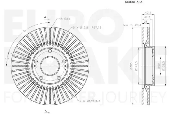 Bremsscheibe EUROBRAKE 5815313433 Bild Bremsscheibe EUROBRAKE 5815313433