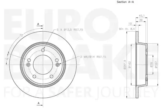 Bremsscheibe Hinterachse EUROBRAKE 5815313446 Bild Bremsscheibe Hinterachse EUROBRAKE 5815313446