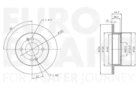 Bremsscheibe Hinterachse Hinterachse EUROBRAKE 5815313455 Bild Bremsscheibe Hinterachse Hinterachse EUROBRAKE 5815313455