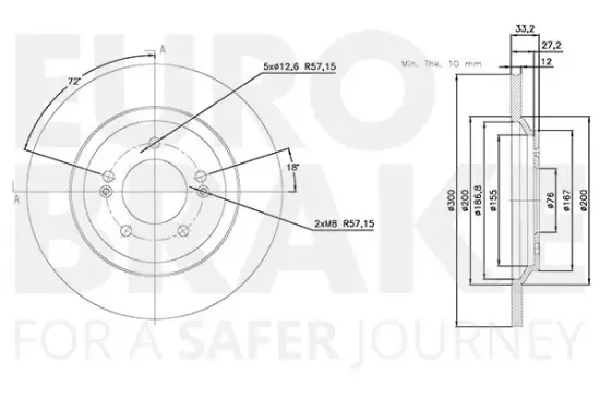 Bremsscheibe Hinterachse EUROBRAKE 5815313468 Bild Bremsscheibe Hinterachse EUROBRAKE 5815313468