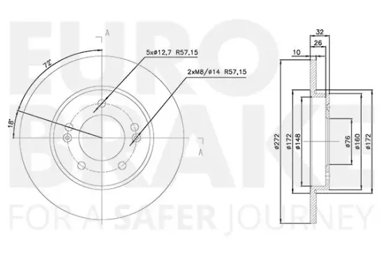 Bremsscheibe Hinterachse EUROBRAKE 5815313470 Bild Bremsscheibe Hinterachse EUROBRAKE 5815313470