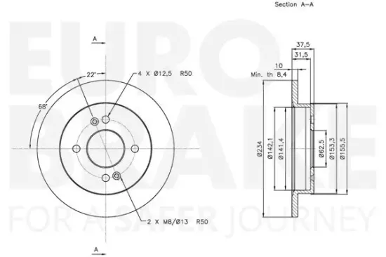 Bremsscheibe Hinterachse EUROBRAKE 5815313518 Bild Bremsscheibe Hinterachse EUROBRAKE 5815313518