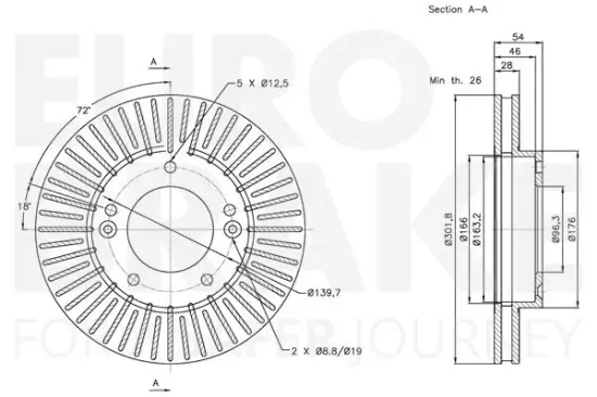Bremsscheibe EUROBRAKE 5815313732 Bild Bremsscheibe EUROBRAKE 5815313732