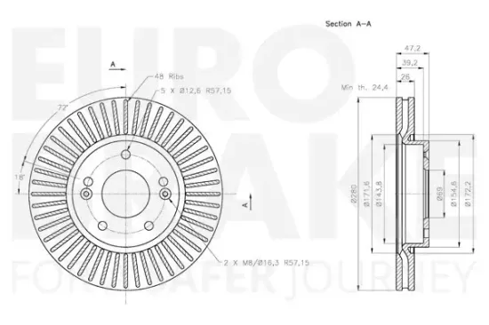 Bremsscheibe Vorderachse EUROBRAKE 5815313526 Bild Bremsscheibe Vorderachse EUROBRAKE 5815313526