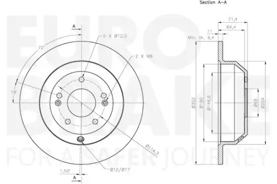 Bremsscheibe Hinterachse EUROBRAKE 5815313534 Bild Bremsscheibe Hinterachse EUROBRAKE 5815313534