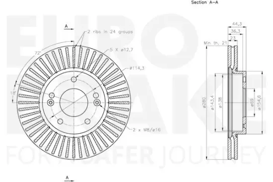 Bremsscheibe Vorderachse EUROBRAKE 5815313538 Bild Bremsscheibe Vorderachse EUROBRAKE 5815313538