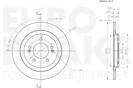 Bremsscheibe Hinterachse EUROBRAKE 5815313541 Bild Bremsscheibe Hinterachse EUROBRAKE 5815313541
