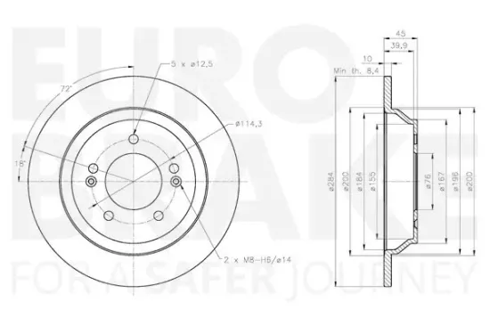 Bremsscheibe Hinterachse EUROBRAKE 5815313542 Bild Bremsscheibe Hinterachse EUROBRAKE 5815313542