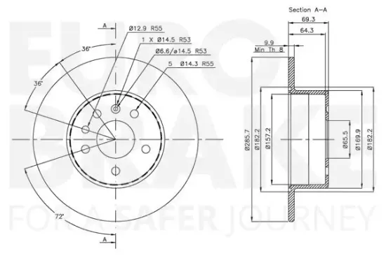 Bremsscheibe Hinterachse EUROBRAKE 5815313624 Bild Bremsscheibe Hinterachse EUROBRAKE 5815313624