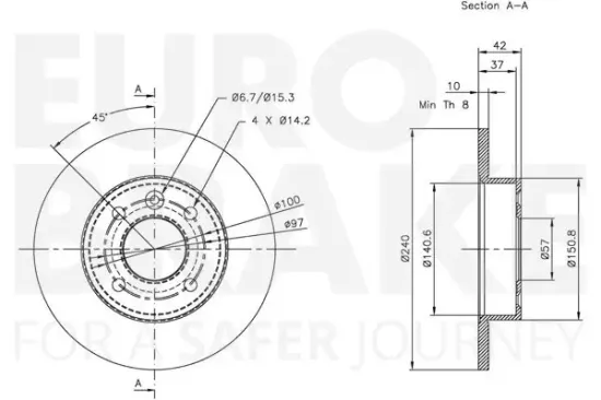 Bremsscheibe Hinterachse EUROBRAKE 5815313633 Bild Bremsscheibe Hinterachse EUROBRAKE 5815313633