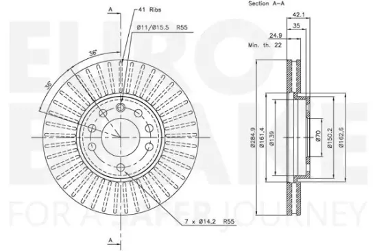 Bremsscheibe EUROBRAKE 5815313645 Bild Bremsscheibe EUROBRAKE 5815313645