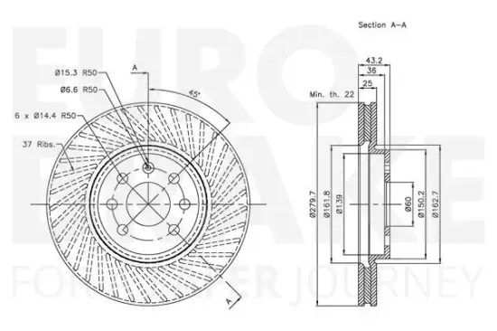 Bremsscheibe Vorderachse EUROBRAKE 5815313651 Bild Bremsscheibe Vorderachse EUROBRAKE 5815313651