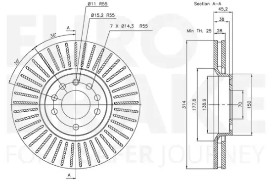 Bremsscheibe EUROBRAKE 5815313653 Bild Bremsscheibe EUROBRAKE 5815313653