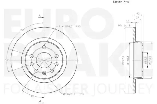 Bremsscheibe Hinterachse EUROBRAKE 5815313975 Bild Bremsscheibe Hinterachse EUROBRAKE 5815313975