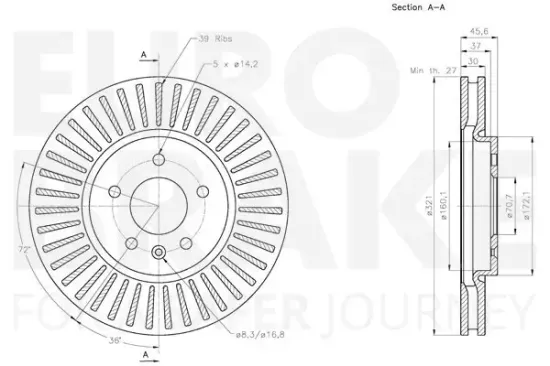 Bremsscheibe Vorderachse EUROBRAKE 5815313675 Bild Bremsscheibe Vorderachse EUROBRAKE 5815313675
