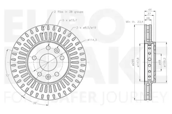 Bremsscheibe Vorderachse EUROBRAKE 5815313678 Bild Bremsscheibe Vorderachse EUROBRAKE 5815313678